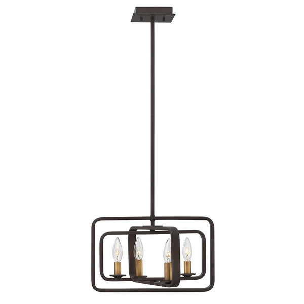 Mosiężna lampa wisząca Quentin w stylu loftowym -  Hinkley, 38x33cm (ciemny brąz, mosiądz)