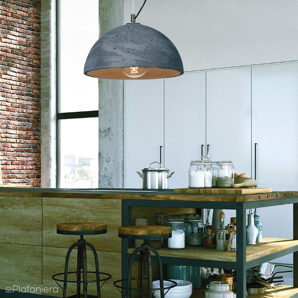 Betonowa lampa - do salonu kuchni, wisząca nowoczesna industrialna (1xE27) (Sfera 47) Loftlight