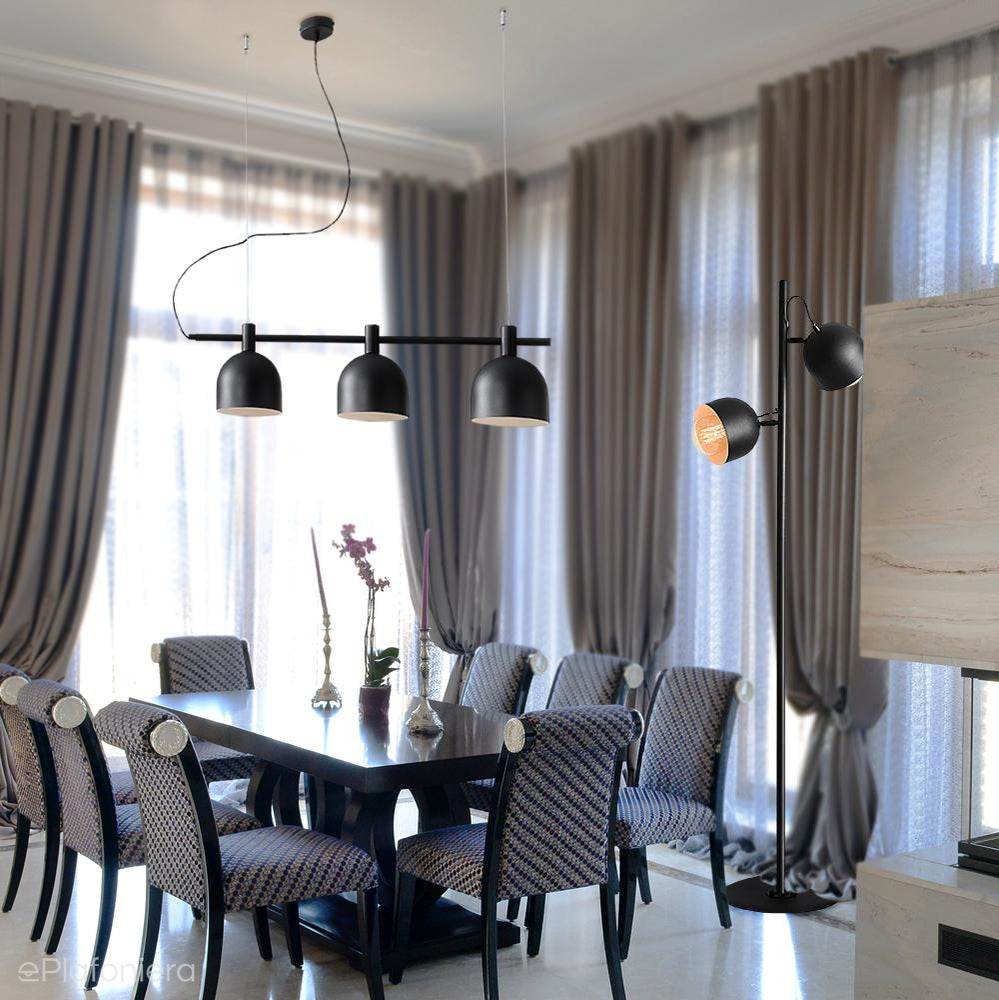 Czarna lampa wisząca industrialna, vintage do salonu (żyrandol na listwie 3xE27) Aldex (beryl) 976E1 - ePlafoniera