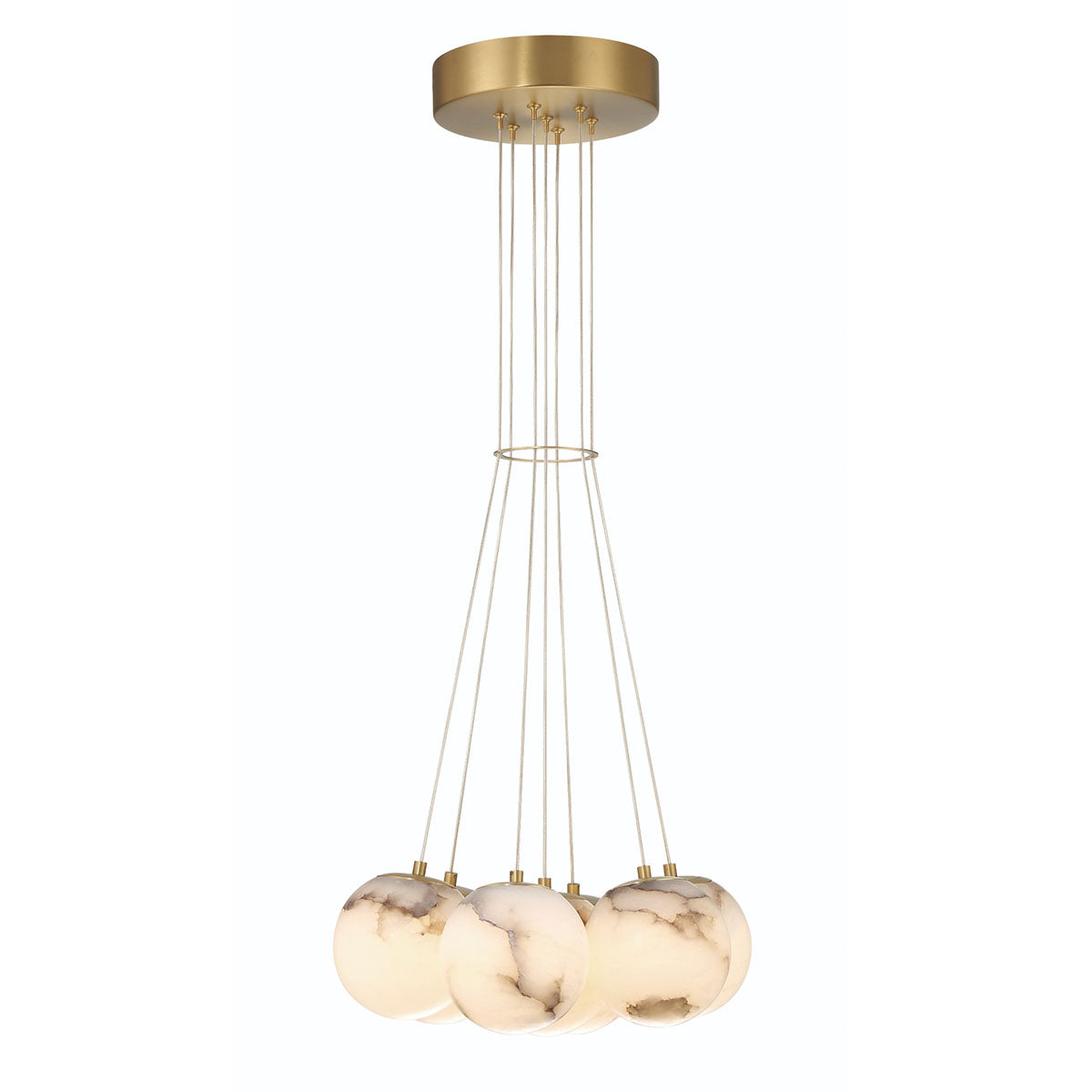 Duża lampa wisząca Kepler - 7 źródeł światła - Szczotkowane złoto, Eurofase - ePlafoniera