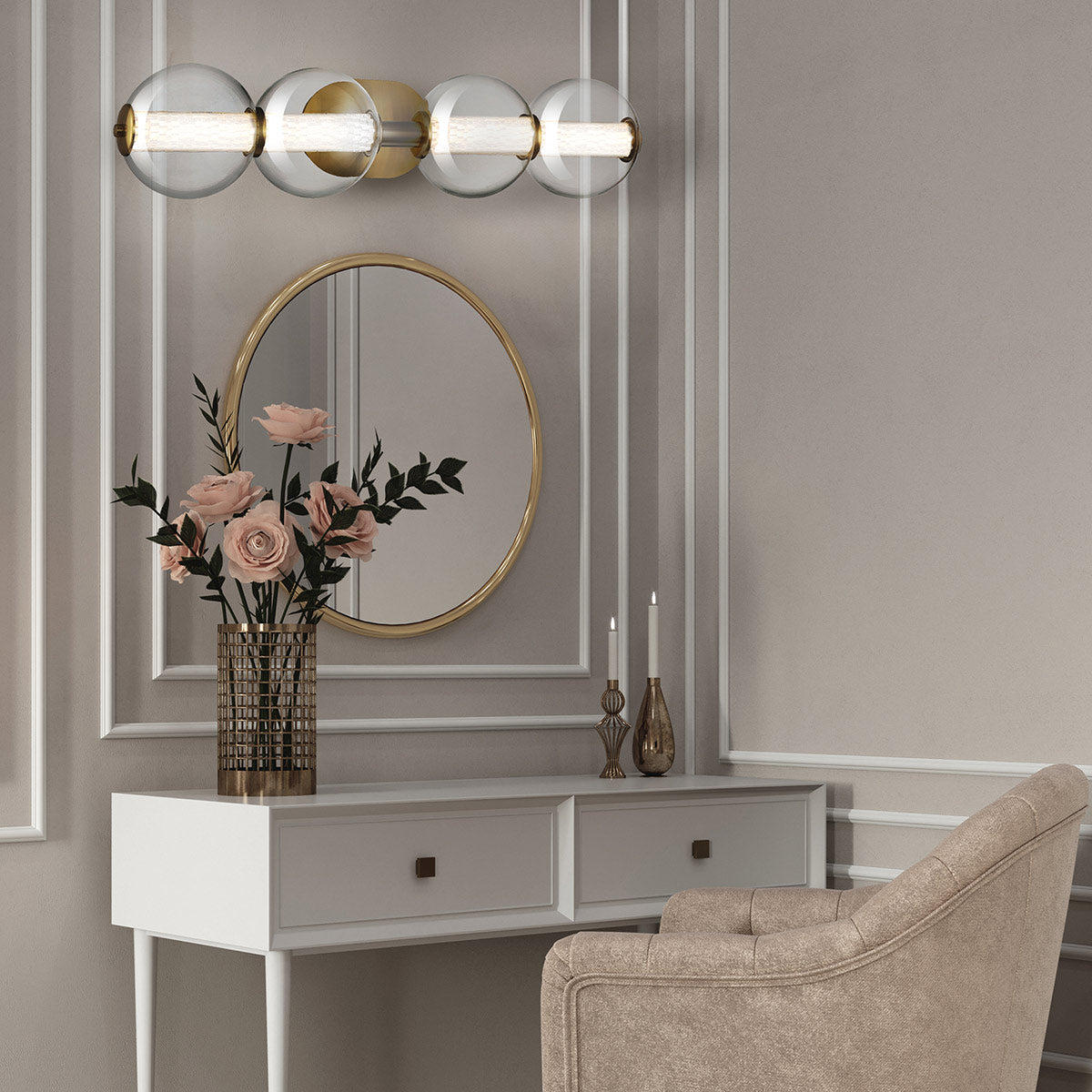 Kinkiet Atomo - 4 źródła światła - Szczotkowane złoto, Eurofase - ePlafoniera.pl