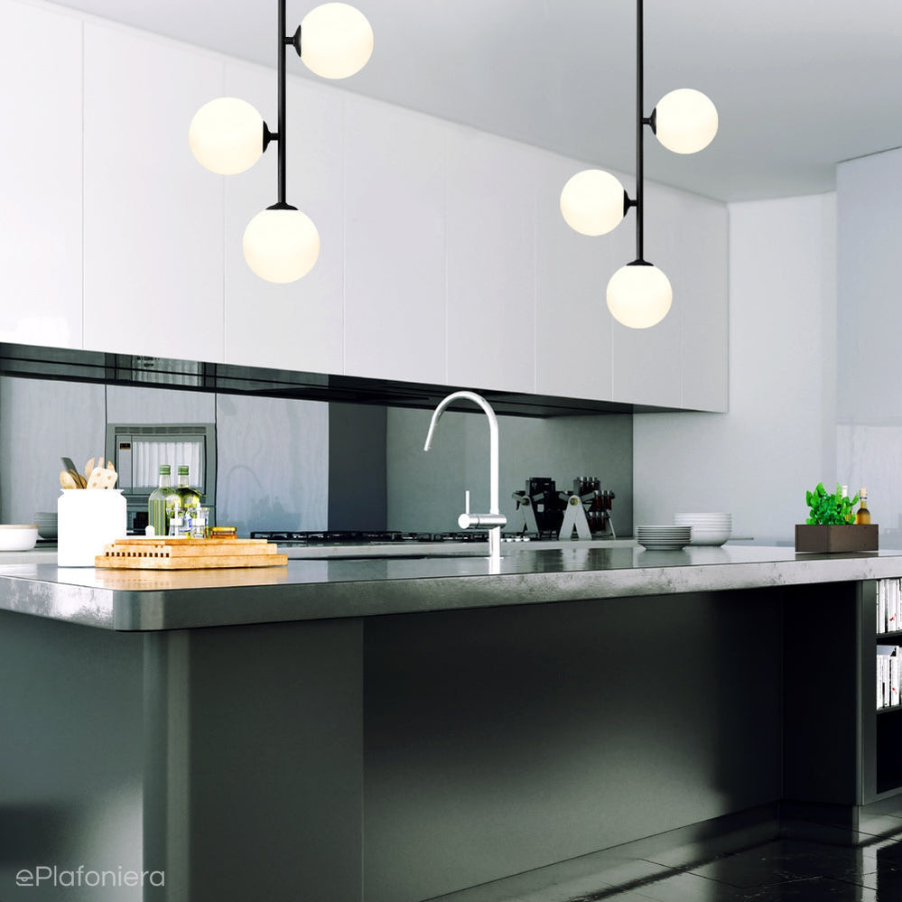 Lampa sufitowa 84cm, czarna, mleczne kule 3x14cm (E14) Aldex (Libra) 1094PL-E1