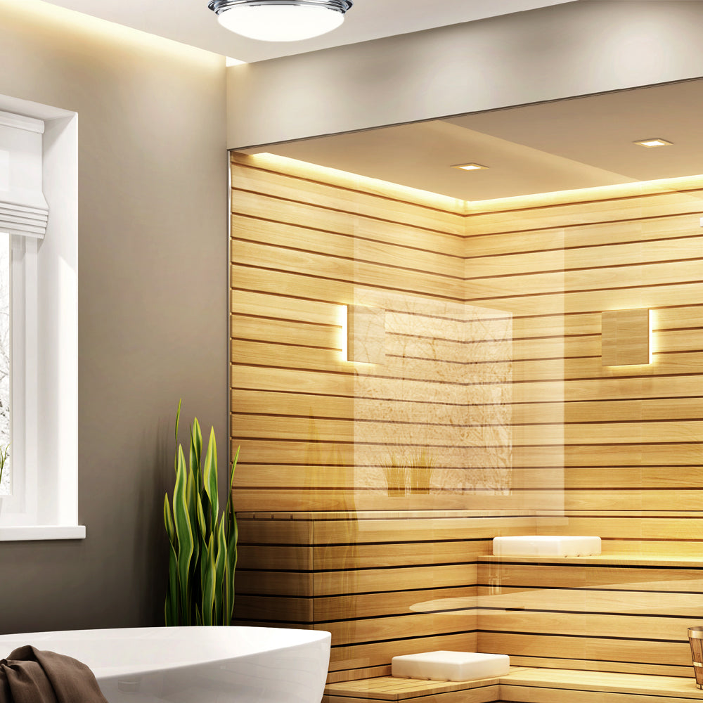 Lampa sufitowa chrom do łazienki kuchni jadalni, LED GX53 Elstead (Brompton)