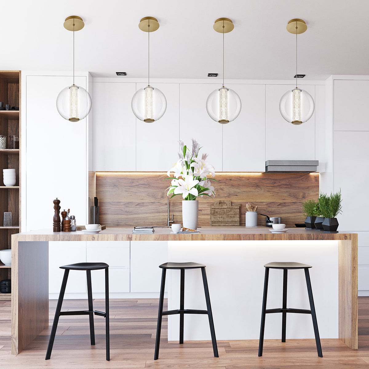 Lampa wisząca Atomo - 1 źródło światła - Szczotkowane złoto, Eurofase - ePlafoniera.pl