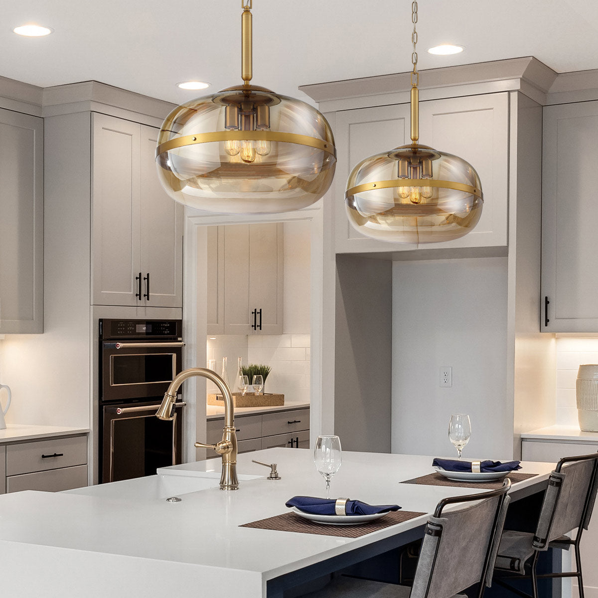 Lampa wisząca Nottingham - 3 źródła światła - Antyczny mosiądz, Eurofase - ePlafoniera.pl