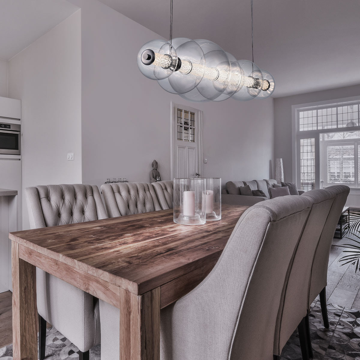 Lampa wyspowa Atomo - 7 źródeł światła - Polerowany chrom, Eurofase - ePlafoniera.pl