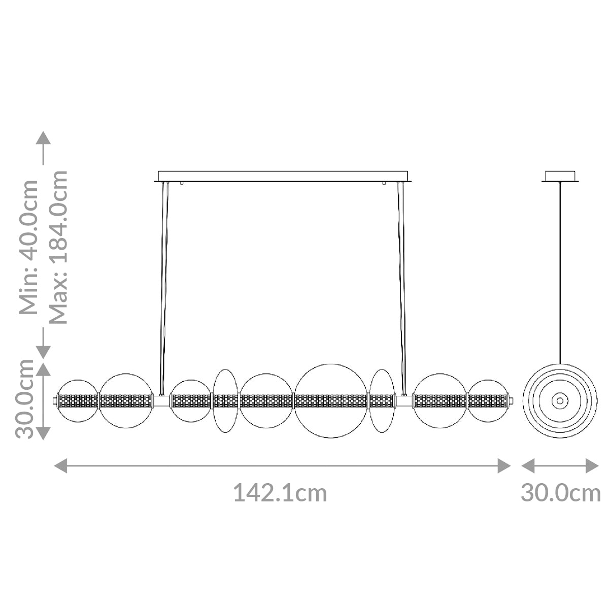 Lampa wyspowa Atomo - 7 źródeł światła - Polerowany chrom, Eurofase - ePlafoniera.pl