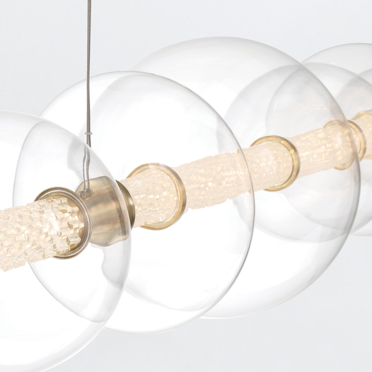 Lampa wyspowa Atomo - 7 źródeł światła - Szczotkowane złoto, Eurofase - ePlafoniera.pl