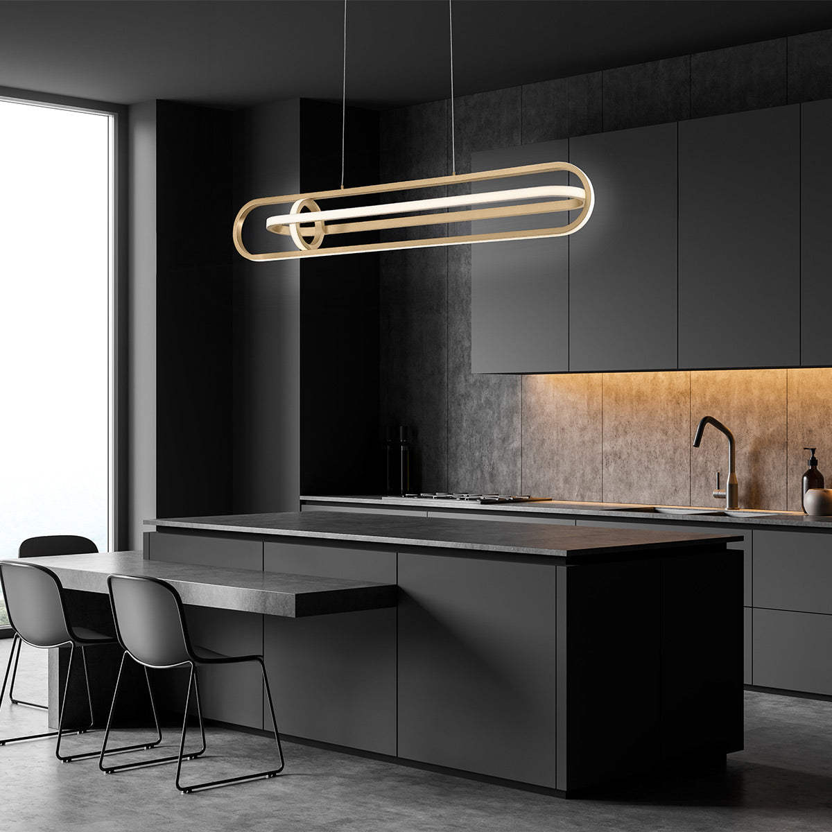 Lampa wyspowa Demark - Szczotkowane złoto, Eurofase - ePlafoniera.pl