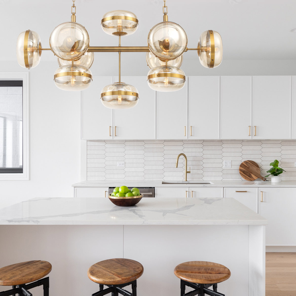 Lampa wyspowa Nottingham - 10 źródeł światła - Antyczny mosiądz, Eurofase - ePlafoniera.pl