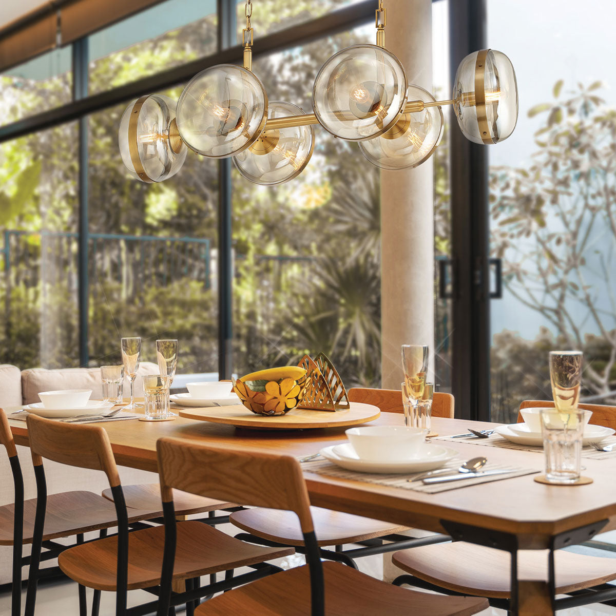 Lampa wyspowa Nottingham - 6 źródeł światła - Antyczny mosiądz, Eurofase - ePlafoniera.pl