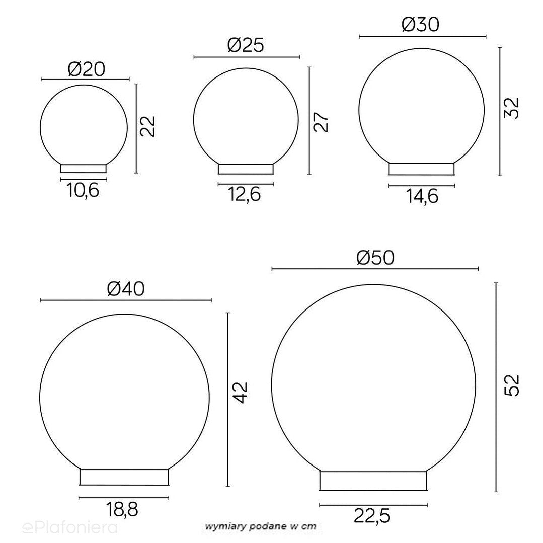 Ogrodowa zewnętrzna lampa - świecąca kula 20/25/30/40/50cm (1x E27) SU-MA (Alekule)