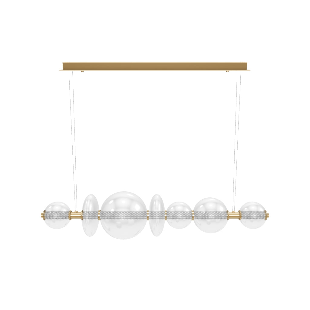 Lampa wyspowa Atomo - 7 źródeł światła - Szczotkowane złoto, Eurofase