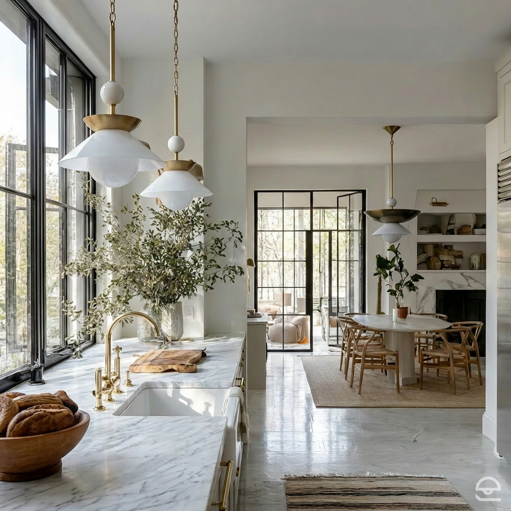 Saucer Large – lampa wisząca z mosiężnym dyskiem, postarzany mosiądz