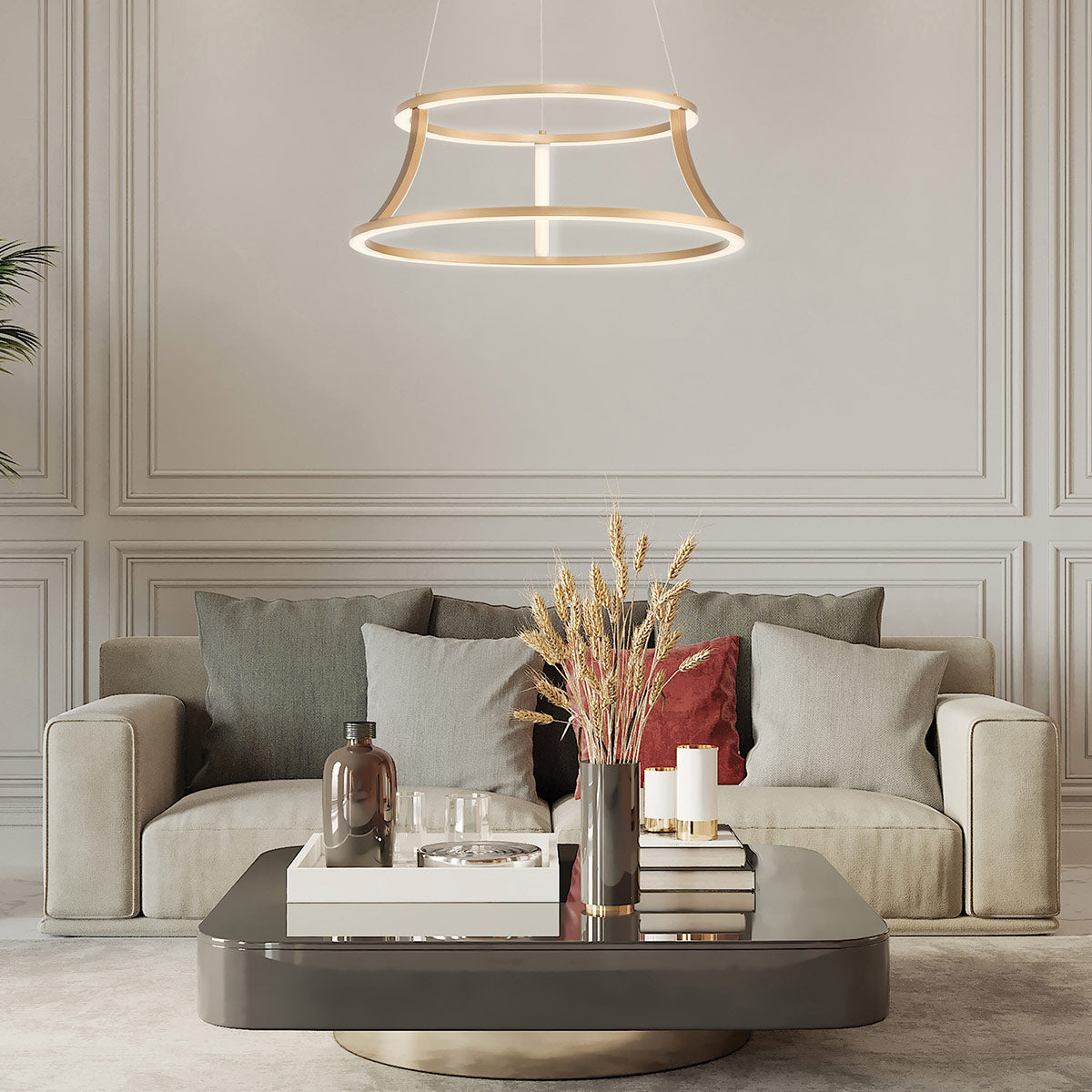 Żyrandol Cadoux - Szczotkowane złoto, Eurofase - ePlafoniera.pl