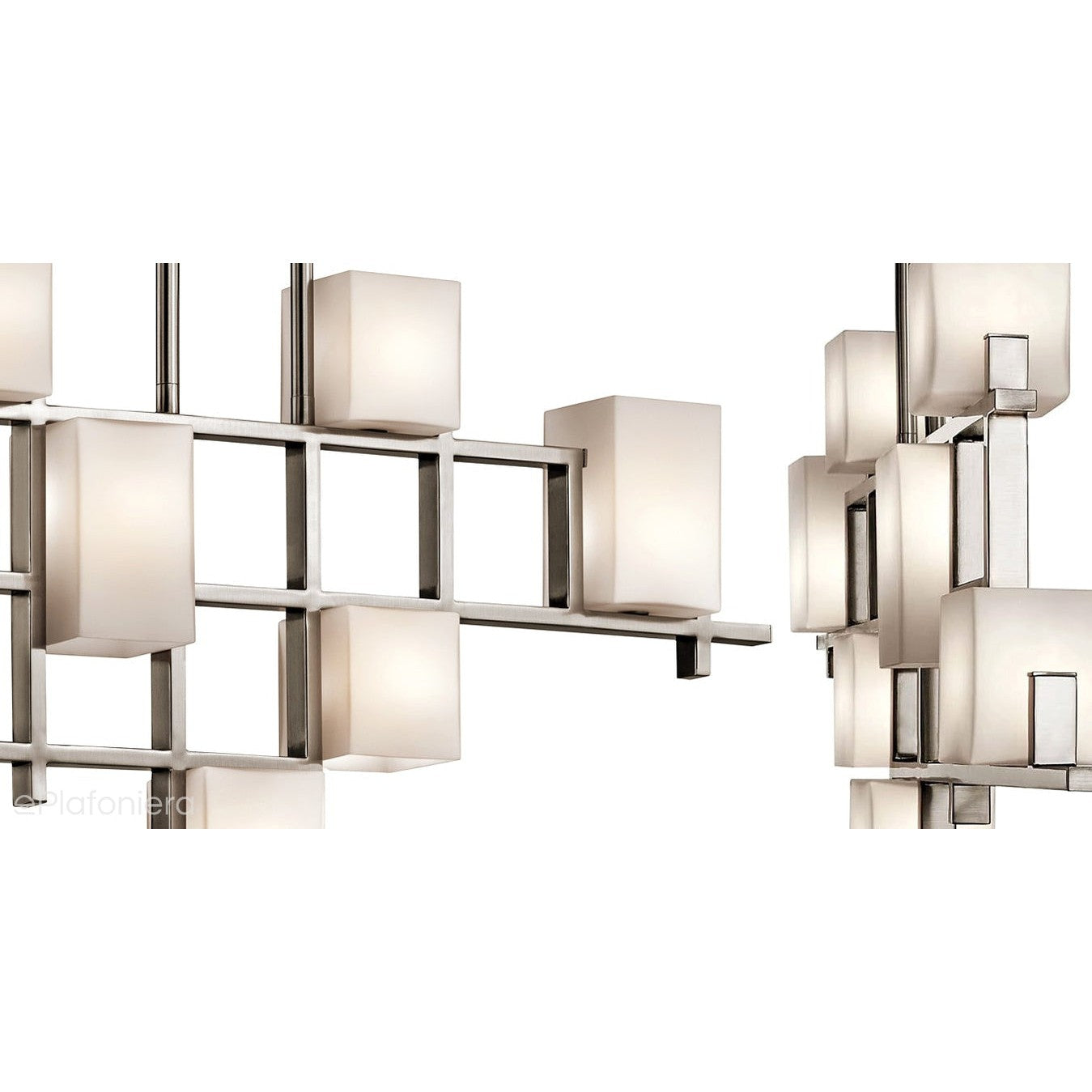 Żyrandol do salonu / jadalni City - Kichler (pewter, szkło mleczne, 88x9cm, 7xG9)