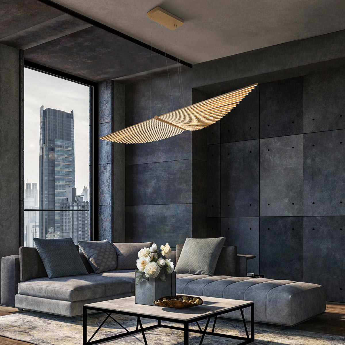 Żyrandol Seraph - Szczotkowane złoto, Eurofase - ePlafoniera.pl