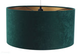 Welurowy abażur Olimpia - zielona lampa wisząca do salonu, sypialni (kolekcja - Standard, 1xE27) ręcznie robiona - ePlafoniera