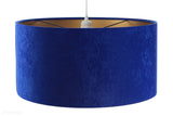 Welurowy abażur Alpana - niebieska lampa wisząca do salonu, sypialni (kolekcja - Standard, 1xE27) ręcznie robiona - ePlafoniera