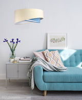 Abażur Kiara - kremowa lampa wisząca welurowa do salonu, sypialni (asymetria 1xE27) ręcznie robiona - ePlafoniera