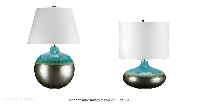 Lampa stojąca turkusowa 50cm - stołowa (porcelana) do salonu sypialni gabinetu (1xE27) Elstead (Laguna)