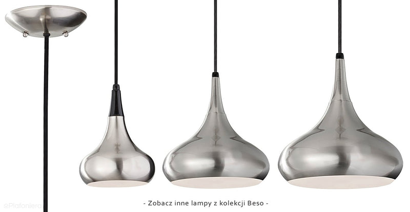 Lampa metalowa 45cm (szczotkowana stal) do kuchni salonu jadalni (1xE27) Feiss (Beso)