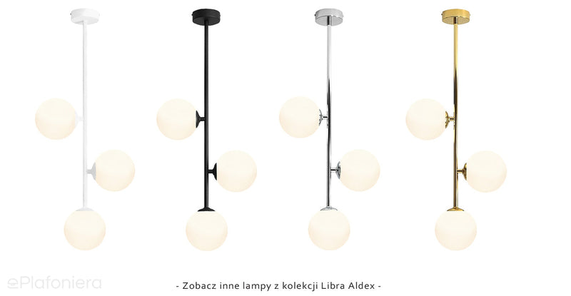 Lampa sufitowa 84cm, czarna, mleczne kule 3x14cm (E14) Aldex (Libra) 1094PL-E1