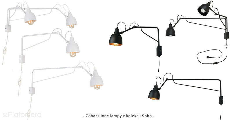 Regulowana lampa ścienna - czarny kinkiet dwa ramiona (2xE27) Aldex (soho) 1002D1