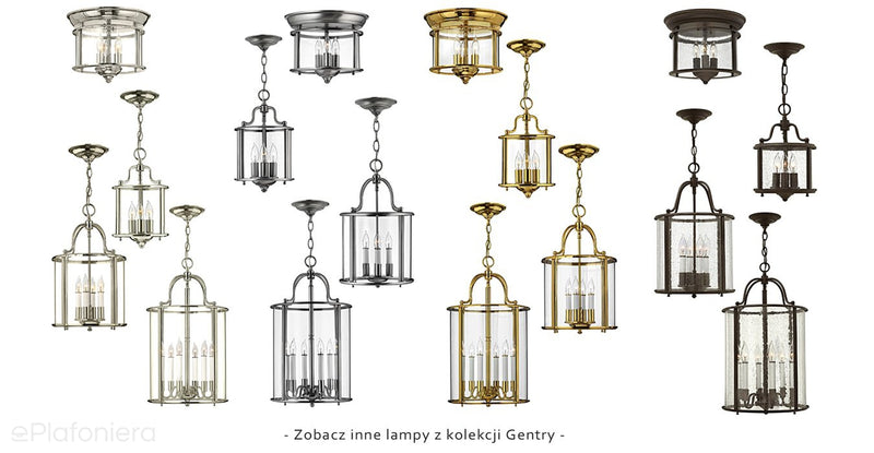 Wisząca latarnia 30cm (pewter) lampa do salonu kuchni sypialni łazienki (4xE14) Hinkley (Gentry)