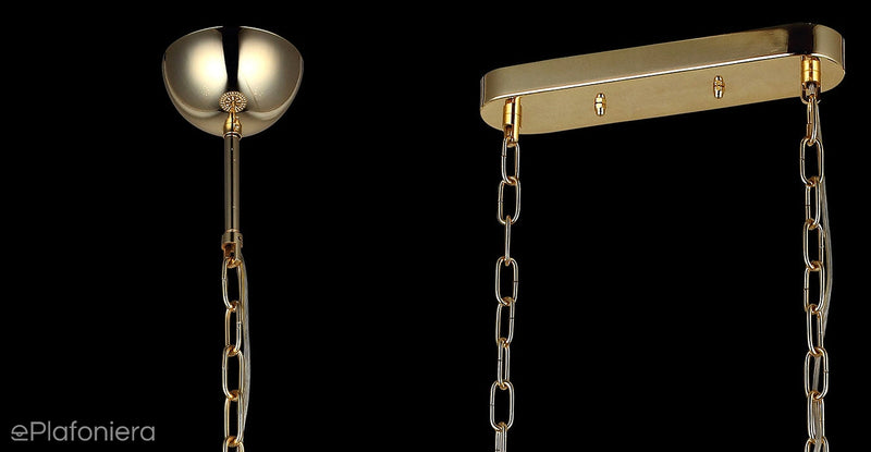 Kryształowy żyrandol, złota lampa wisząca do salonu (53cm) Lucea 1518-80-21 LORENA