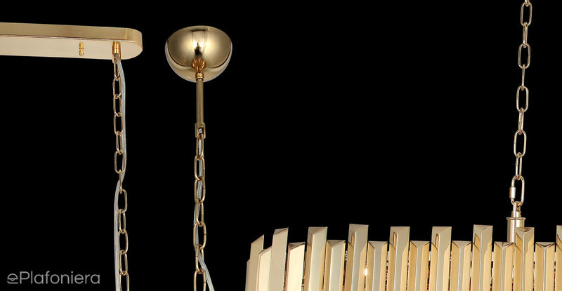 Złota kryształowa lampa, żyrandol do salonu (80cm) Lucea 1467-80-30 NARBONNE