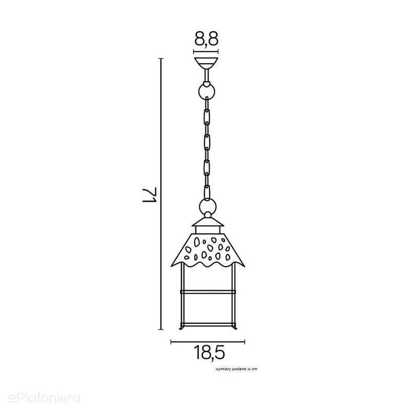 Klasyczna latarnia, czarna lampa zewnętrzna ogrodowa (wisząca, 1x E27) SU-MA (Cadiz)