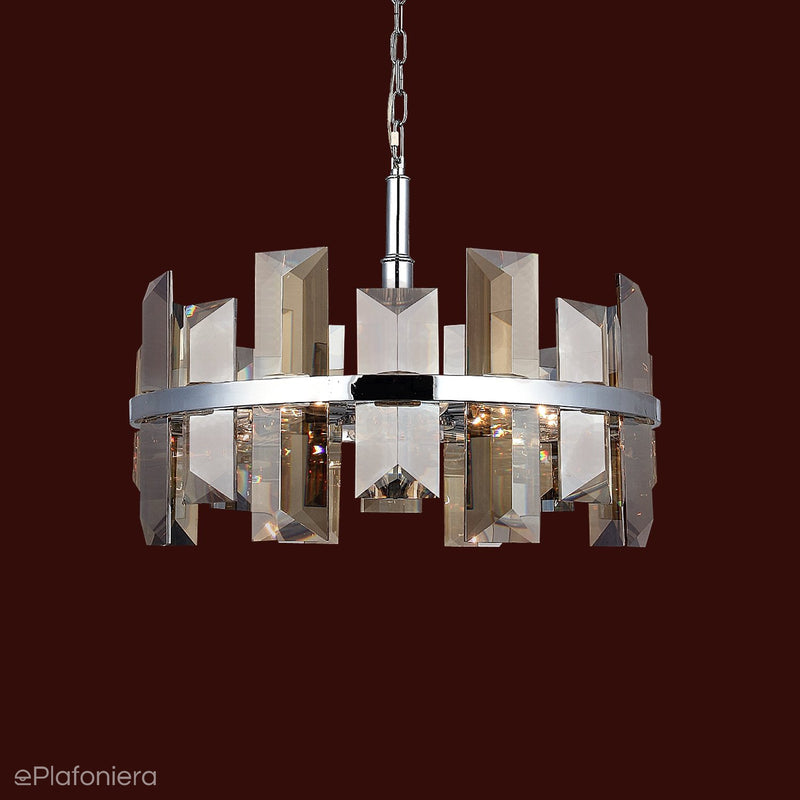 Luksusowy , kryształowy żyrandol - lampa wisząca chrom 8xE14, Lucea 1420-51-08 KANSAS - ePlafoniera