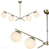 Złota lampa wisząca szklane klosze do salonu sypialni kuchni (4xE27) 1566-80-04-L PETOS