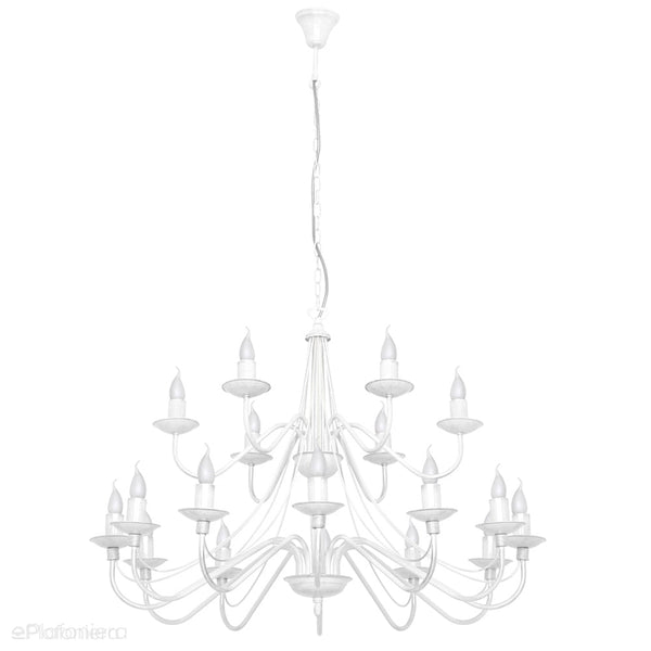 Biała lampa wisząca - świecznik, żyrandol 18xE14, Aldex (Róża) 397S - ePlafoniera