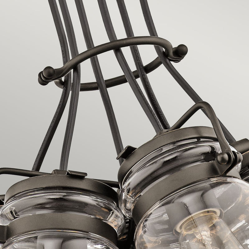 Lampa wisząca szklany klosz (stary brąz) do kuchni salonu 6xE27, Kichler (Brinley)