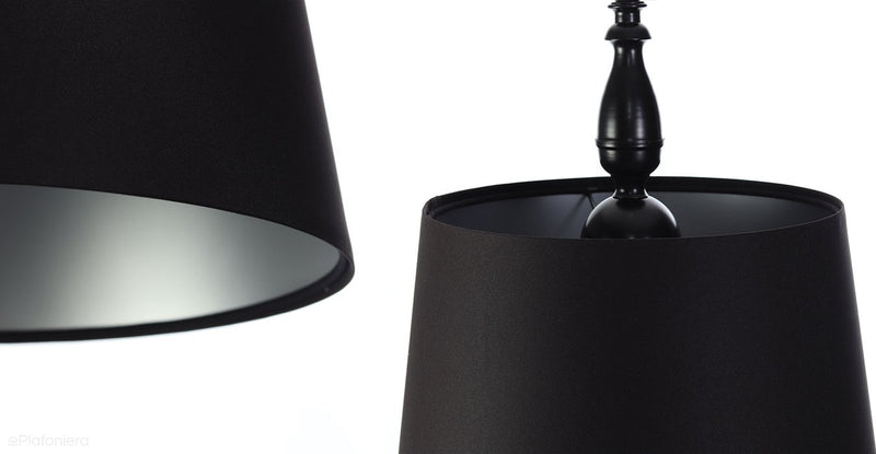 Satynowy rustykalny abażur -czarna lampa wisząca (czarny metal) Lukrecja, ręcznie robiona