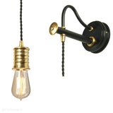 Lampa ścienna - wisząca żarówka (mosiądz, czarny 1xE27) kinkiet do sypialni salonu, Elstead (Douille)