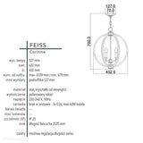 Metalowa lampa wisząca 43cm (ażurowa kula - nikiel) do kuchni salonu sypialni (3xE14) Feiss (Corinne)