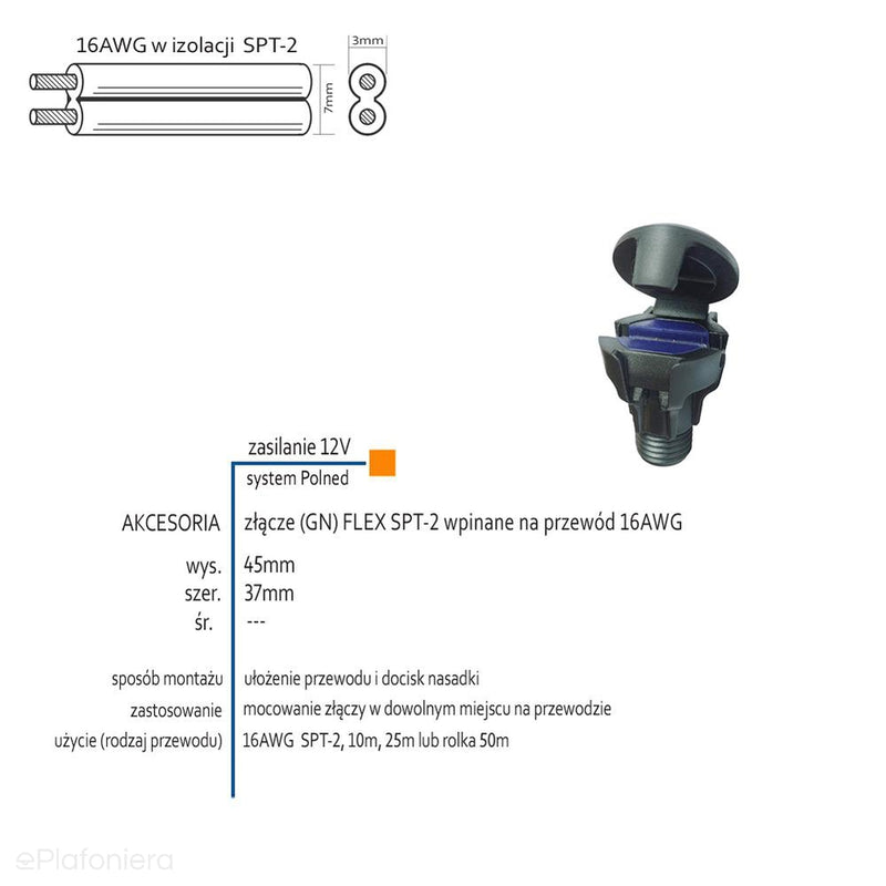 Złącze (GN) FLEX SPT-2 wpinane na przewód (IP 44) - AKCESORIA systemu 12V LED Polned (6261011)