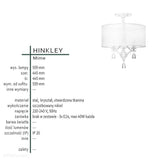 Lampa sufitowa 45cm (nikiel, utwardzony abażur, kryształy) do sypialni salonu (3xE14) Hinkley (Mime)