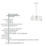 Metalowa lampa 49cm, wisząca - nikiel, do salonu sypialni (3xE27) Kichler (Roswell)