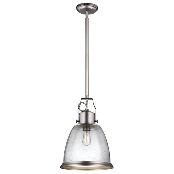 Lampa metalowa - szklana, 35cm (satynowy nikiel) do kuchni salonu (1xE27) Feiss (Hobson)