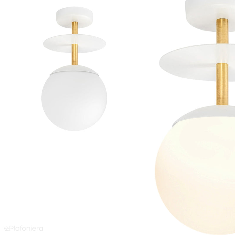 Premium - biała mosiężna lampa sufitowa kula Plaat B - plafon do salonu, kuchni i sypialni Ummo