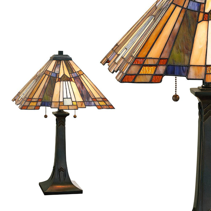 Tiffany lampa stojąca witrażowa Inglenook, Quoizel