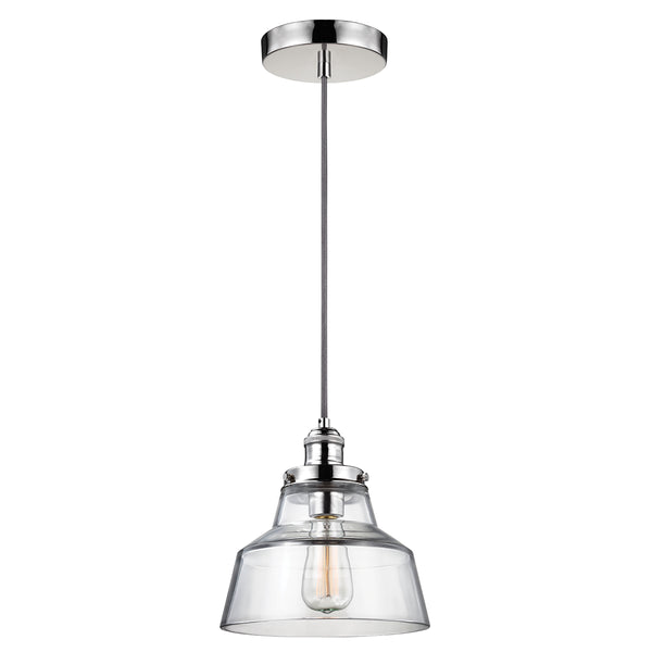 Szklana lampa wisząca 25cm (polerowany nikiel) do kuchni jadalni salonu (1xE27) Feiss (Baskin)