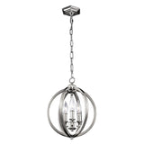 Metalowa lampa wisząca 29cm (ażurowa kula - nikiel) do kuchni salonu sypialni (3xE14) Feiss (Corinne)