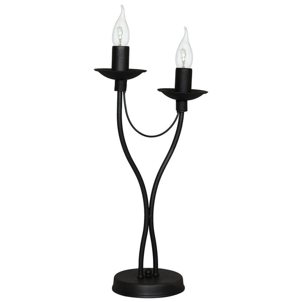 Czarna lampa stojąca - świecznik, biurkowa 2xE14, Aldex (Róża) 397B1/M