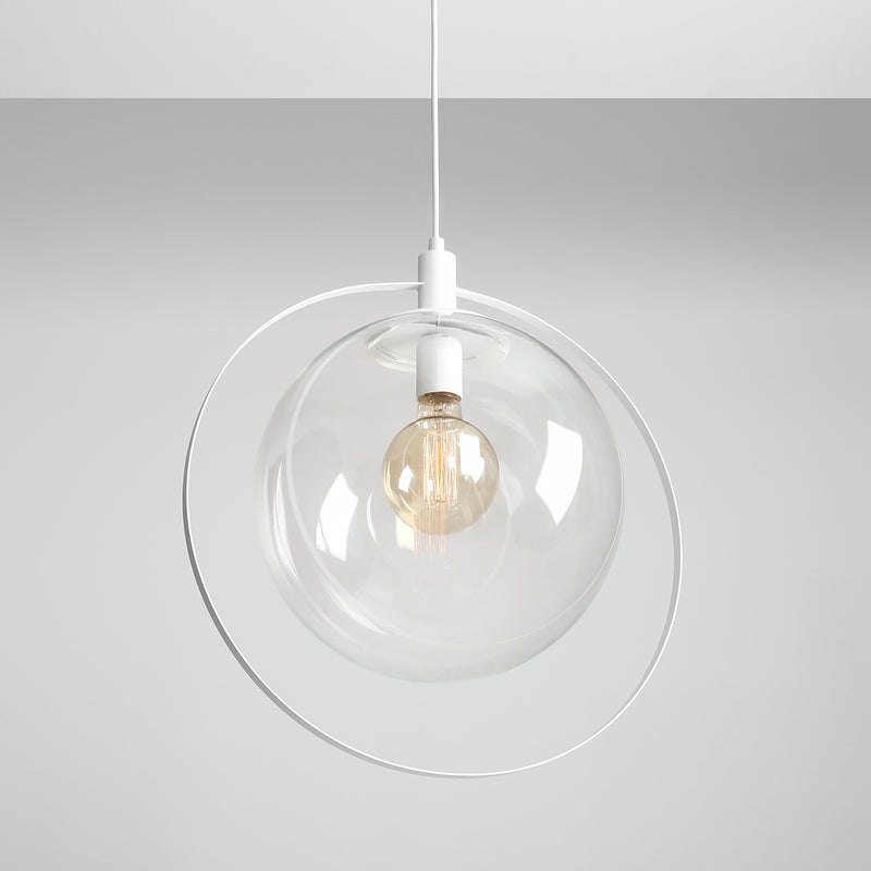 Lampa wisząca pojedyncza - kula przezroczysta, (ramka biała) 1xE27, Aldex (Aura) 1065G