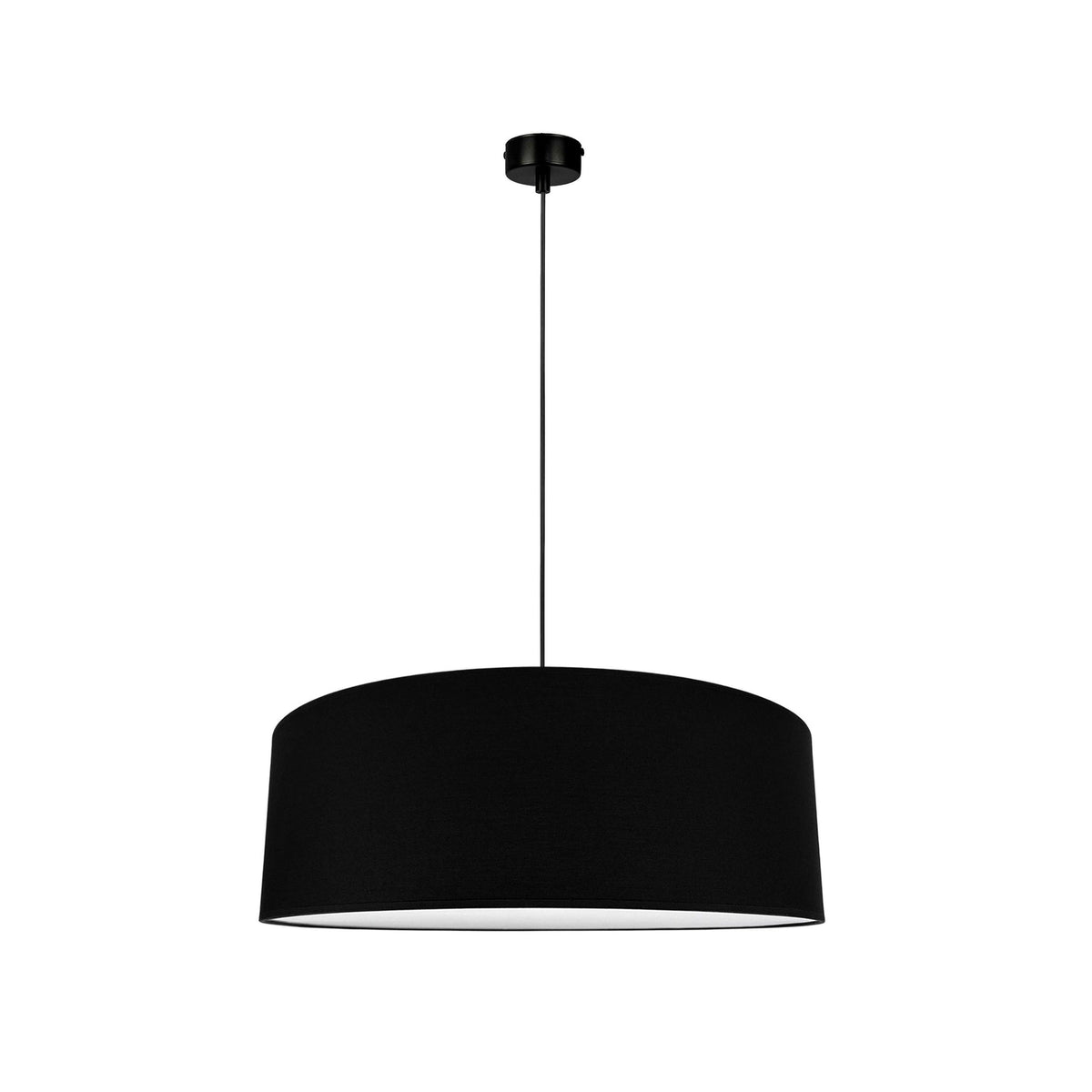 Base III – czarna lampa wisząca z pergaminową blendą Ø60